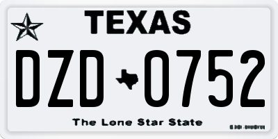 TX license plate DZD0752