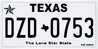 TX license plate DZD0753