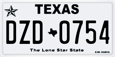 TX license plate DZD0754