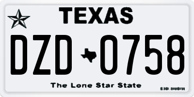 TX license plate DZD0758