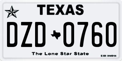 TX license plate DZD0760