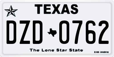 TX license plate DZD0762