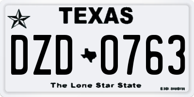 TX license plate DZD0763