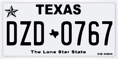 TX license plate DZD0767
