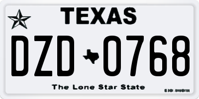 TX license plate DZD0768
