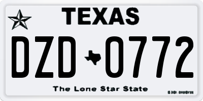TX license plate DZD0772