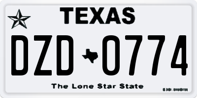 TX license plate DZD0774