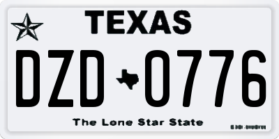 TX license plate DZD0776
