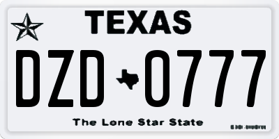 TX license plate DZD0777