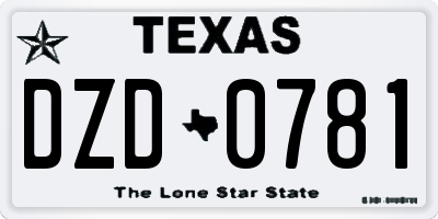 TX license plate DZD0781