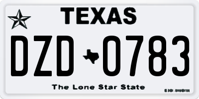 TX license plate DZD0783