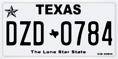TX license plate DZD0784