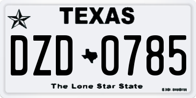 TX license plate DZD0785