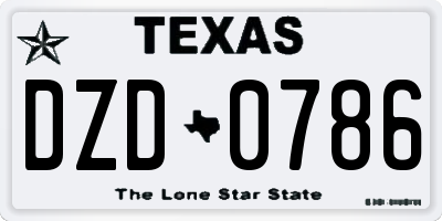 TX license plate DZD0786