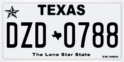 TX license plate DZD0788