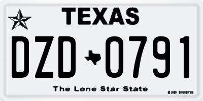 TX license plate DZD0791