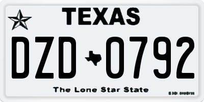 TX license plate DZD0792