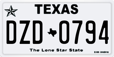 TX license plate DZD0794
