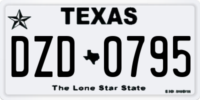 TX license plate DZD0795
