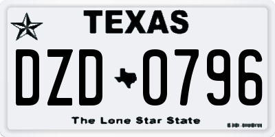 TX license plate DZD0796