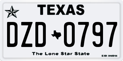TX license plate DZD0797