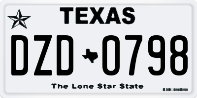 TX license plate DZD0798