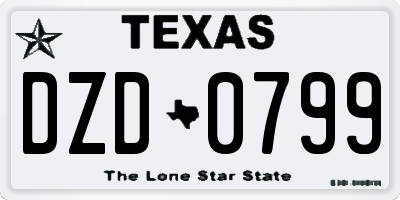 TX license plate DZD0799