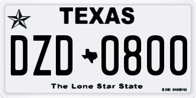 TX license plate DZD0800
