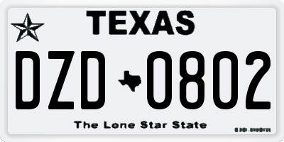 TX license plate DZD0802
