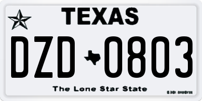 TX license plate DZD0803