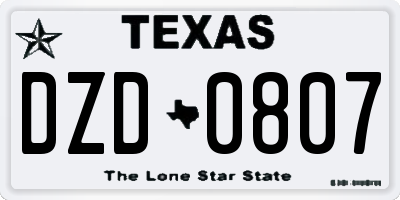 TX license plate DZD0807