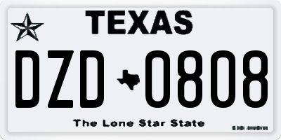 TX license plate DZD0808