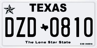 TX license plate DZD0810