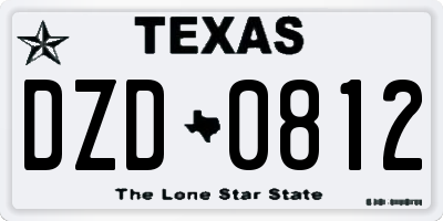TX license plate DZD0812