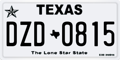 TX license plate DZD0815