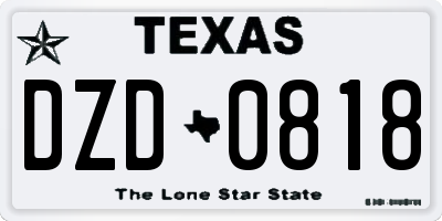 TX license plate DZD0818
