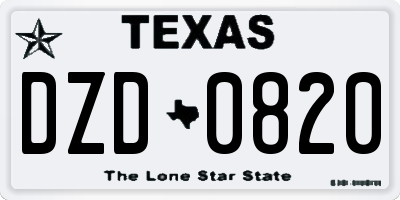 TX license plate DZD0820
