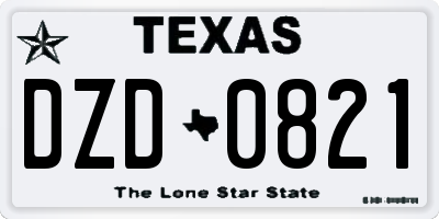 TX license plate DZD0821