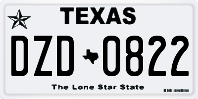 TX license plate DZD0822