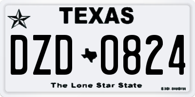 TX license plate DZD0824