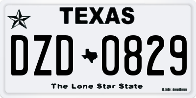 TX license plate DZD0829