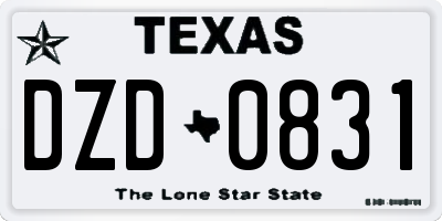 TX license plate DZD0831
