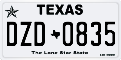 TX license plate DZD0835