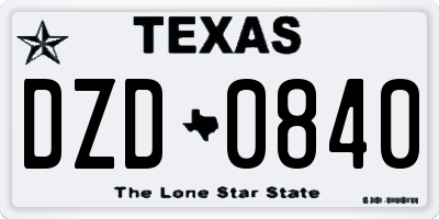 TX license plate DZD0840