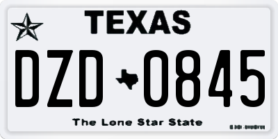TX license plate DZD0845