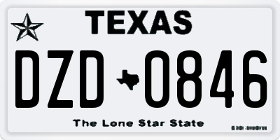 TX license plate DZD0846