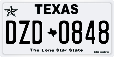 TX license plate DZD0848