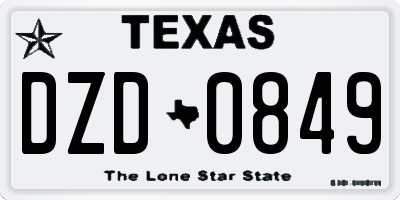 TX license plate DZD0849