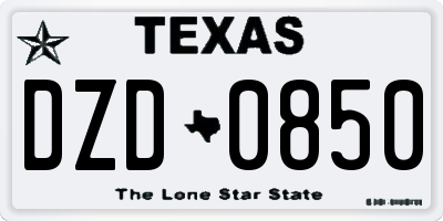 TX license plate DZD0850