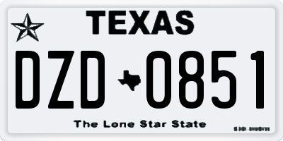 TX license plate DZD0851